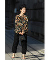 Elegant ribbon-tie blouse top with soft sleeves