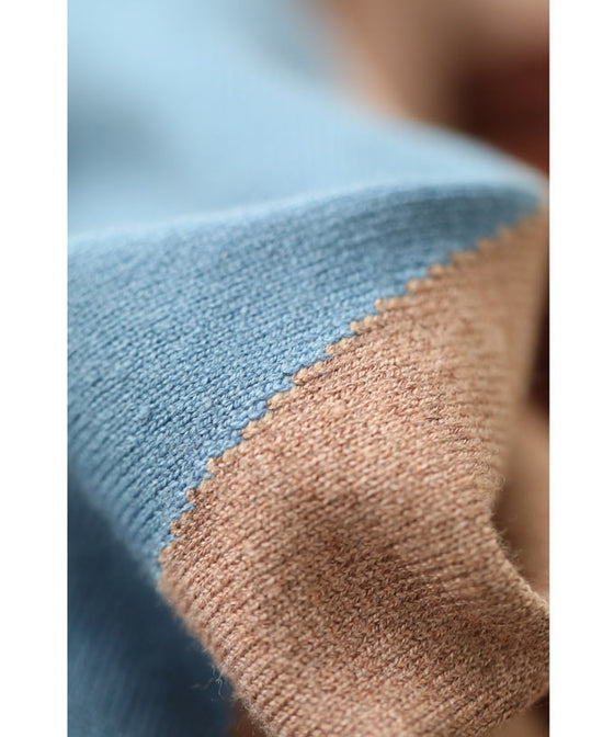 【セール商品返品交換不可】（S~L対応）色遊びカラーブロッキングのニットプルオーバートップス