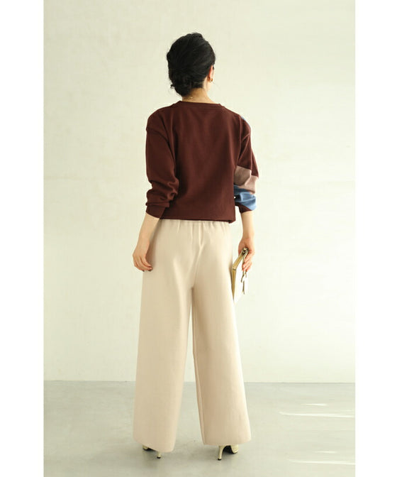 【セール商品返品交換不可】（S~L対応）色遊びカラーブロッキングのニットプルオーバートップス