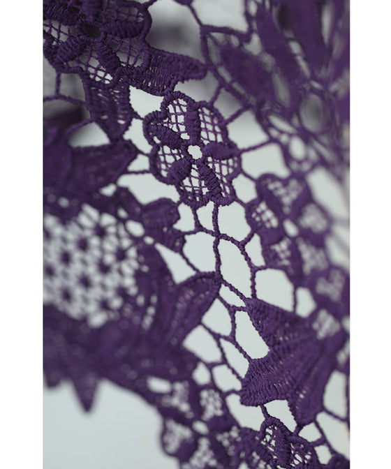 【セール商品返品交換不可】沸き上がる花編みレース裾のニットチュニックワンピース