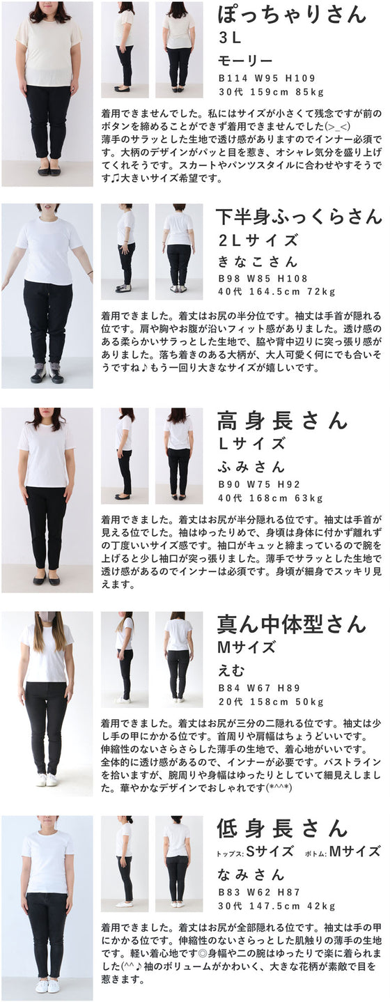 【セール商品返品交換不可】配色鮮やかな花のふんわり袖ブラウストップス