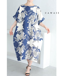  Cool cocoon midi dress with Japanese floral motif