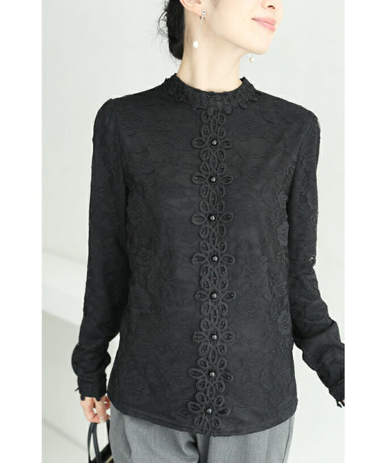 【セール商品返品交換不可】連なる花咲く総レースプルオーバートップス