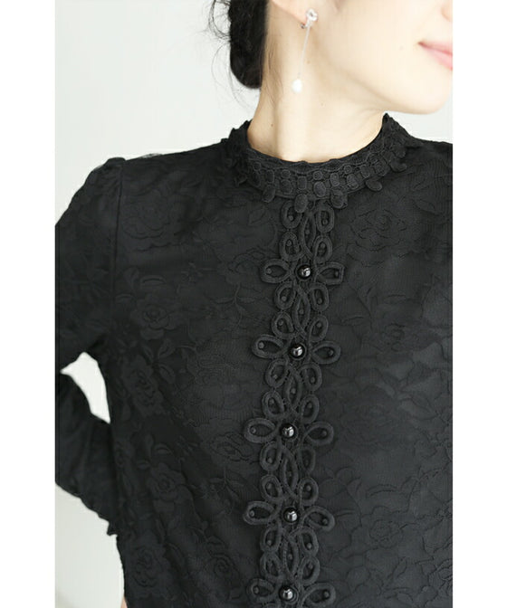 【セール商品返品交換不可】連なる花咲く総レースプルオーバートップス