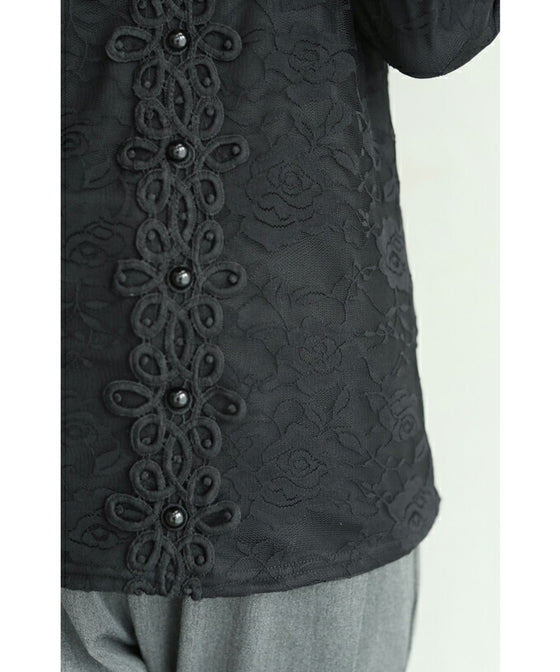 【セール商品返品交換不可】連なる花咲く総レースプルオーバートップス