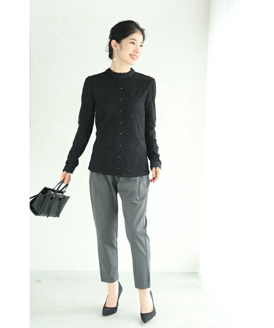 【セール商品返品交換不可】連なる花咲く総レースプルオーバートップス