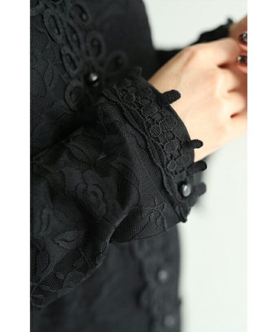 【セール商品返品交換不可】連なる花咲く総レースプルオーバートップス