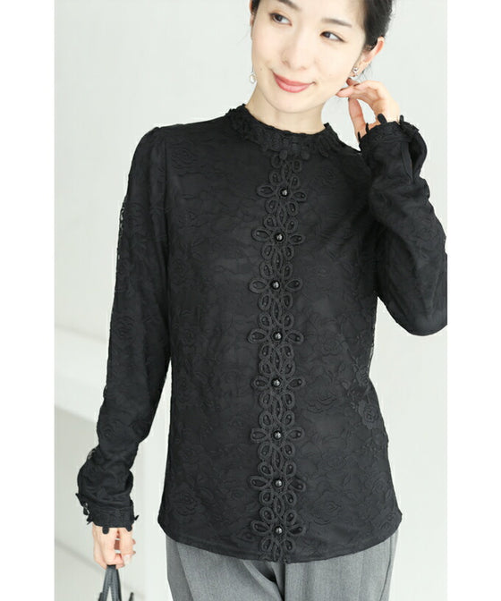 【セール商品返品交換不可】連なる花咲く総レースプルオーバートップス