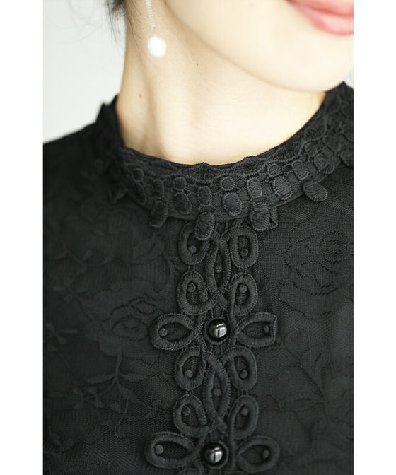 【セール商品返品交換不可】連なる花咲く総レースプルオーバートップス