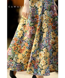 クラシカルな花世界を纏うジャガード織りロングスカート