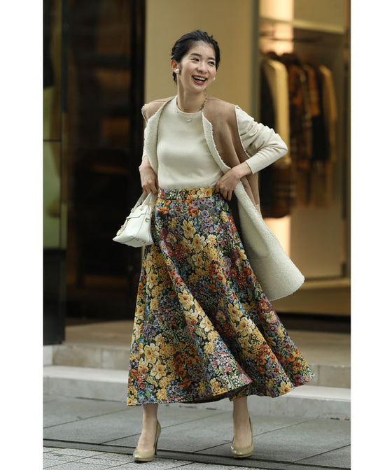 クラシカルな花世界を纏うジャガード織りロングスカート – ONE PEACE ...