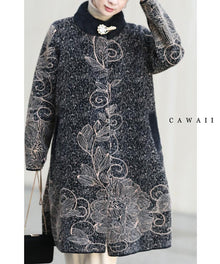  【セール商品返品交換不可】輝くネックビジューのエレガントな起毛ニットコートアウター