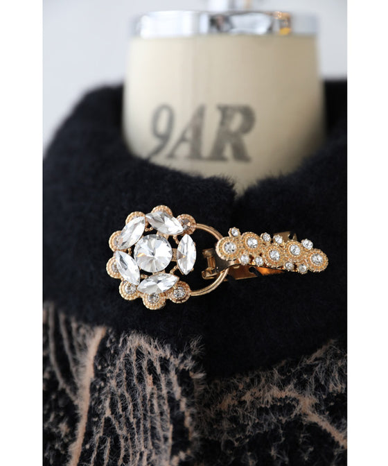 【セール商品返品交換不可】輝くネックビジューのエレガントな起毛ニットコートアウター