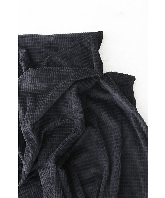 【セール商品返品交換不可】（M~3L対応）（黒）浮き立つ柄の2wayドレープネックミディアムワンピース