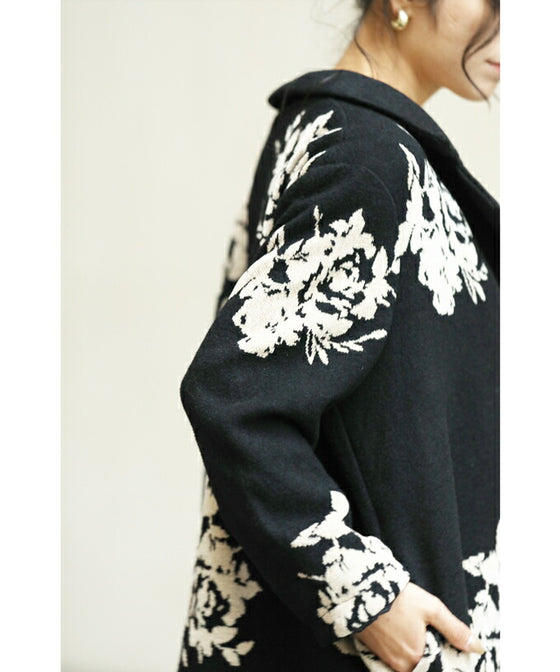 [Sale items cannot be returned or exchanged] Elegant jacquard flowered long coat