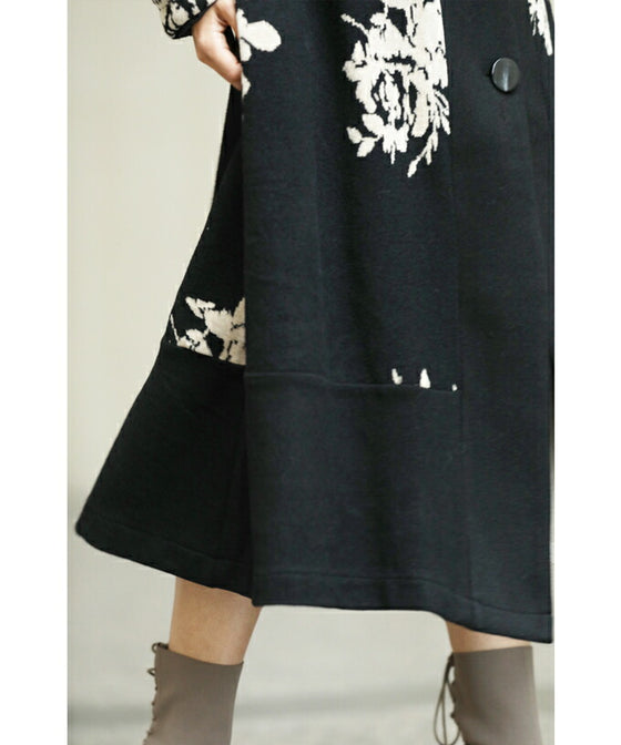 [Sale items cannot be returned or exchanged] Elegant jacquard flowered long coat