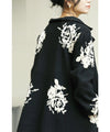 [Sale items cannot be returned or exchanged] Elegant jacquard flowered long coat