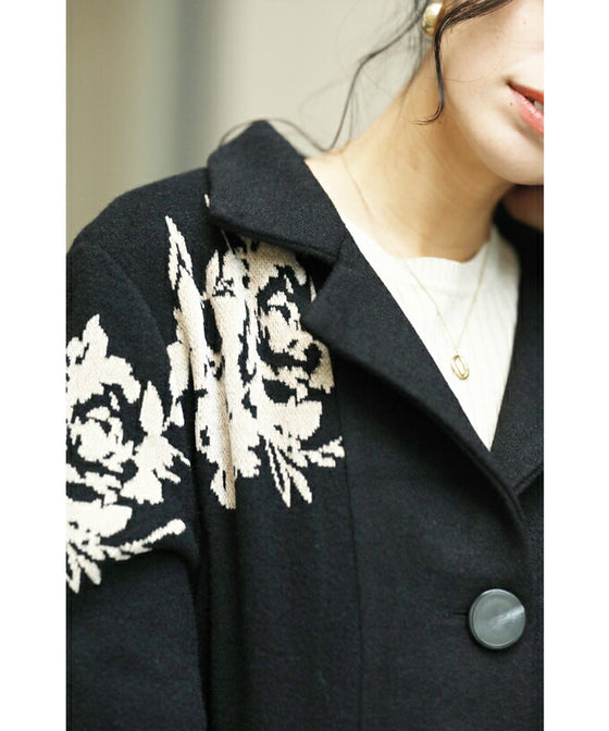[Sale items cannot be returned or exchanged] Elegant jacquard flowered long coat
