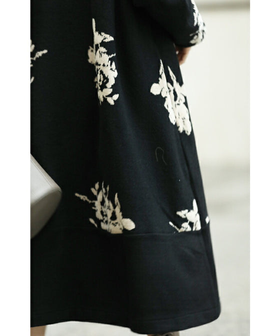 [Sale items cannot be returned or exchanged] Elegant jacquard flowered long coat