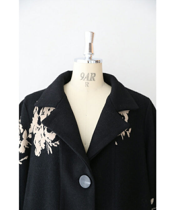 [Sale items cannot be returned or exchanged] Elegant jacquard flowered long coat