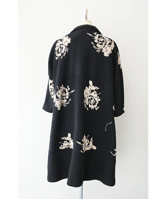 [Sale items cannot be returned or exchanged] Elegant jacquard flowered long coat