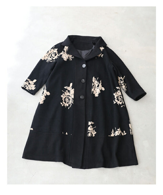 [Sale items cannot be returned or exchanged] Elegant jacquard flowered long coat