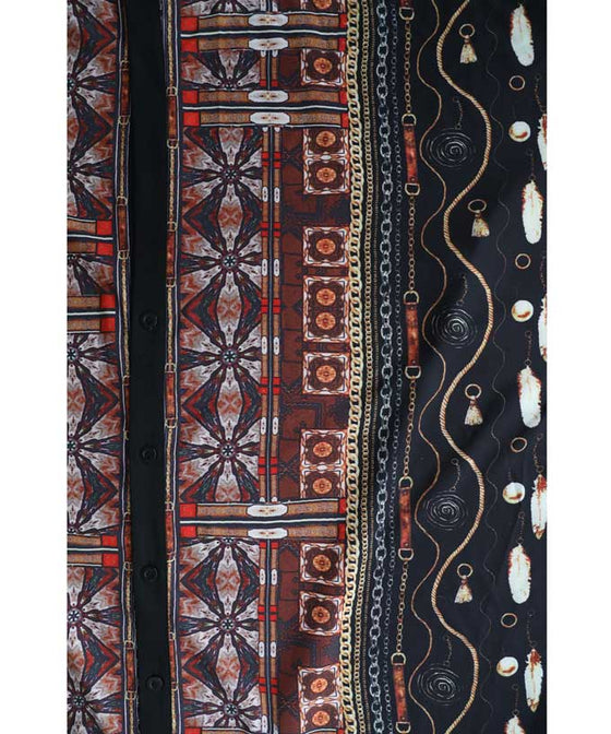 【セール商品返品交換不可】大人のエキゾチック柄ゆったりシャツロングワンピース