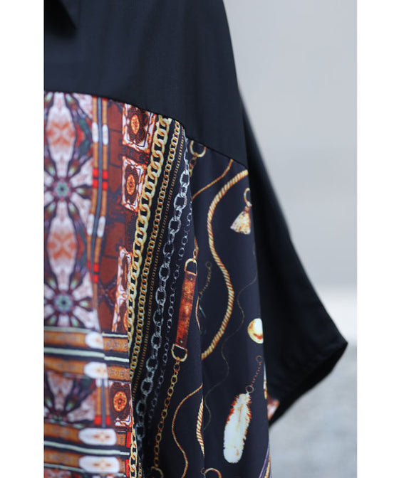 【セール商品返品交換不可】大人のエキゾチック柄ゆったりシャツロングワンピース