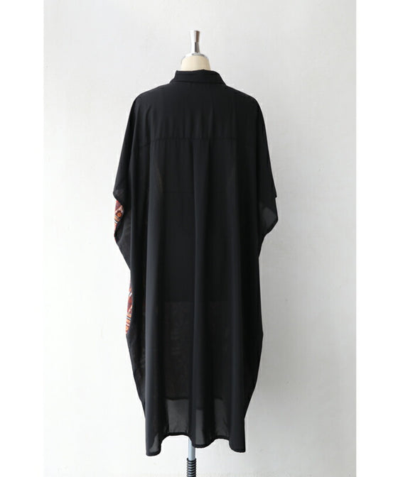 【セール商品返品交換不可】大人のエキゾチック柄ゆったりシャツロングワンピース