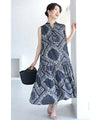 Elegant paisley pattern tiered medium length dress