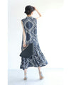 Elegant paisley pattern tiered medium length dress