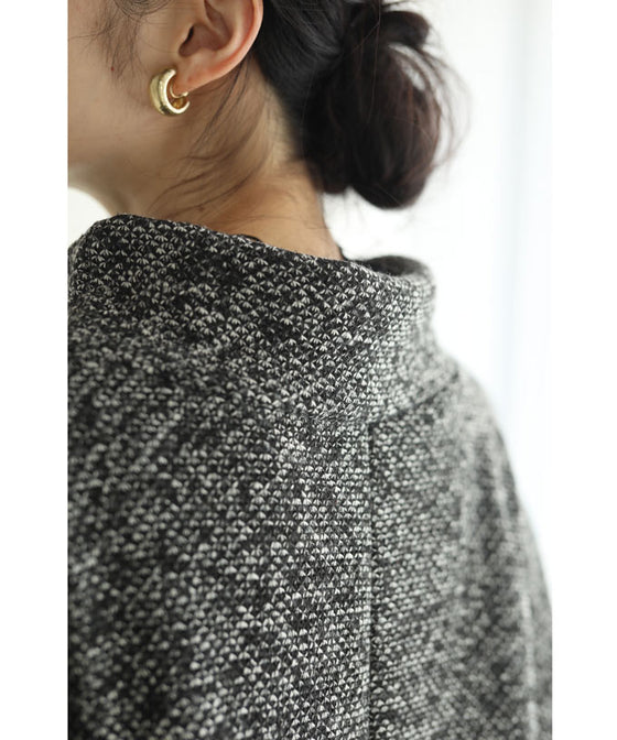 【セール商品返品交換不可】（S~3L対応）ぽわんとしたコクーンシルエットのミックスニットソーチュニック