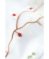 チュールに描く花刺繍のアシンメトリーブラウストップス