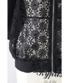 Cutout lace blouson with swaying pearl charms