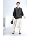 Cutout lace blouson with swaying pearl charms
