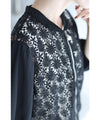 Cutout lace blouson with swaying pearl charms