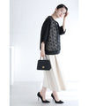Cutout lace blouson with swaying pearl charms