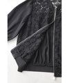 Cutout lace blouson with swaying pearl charms