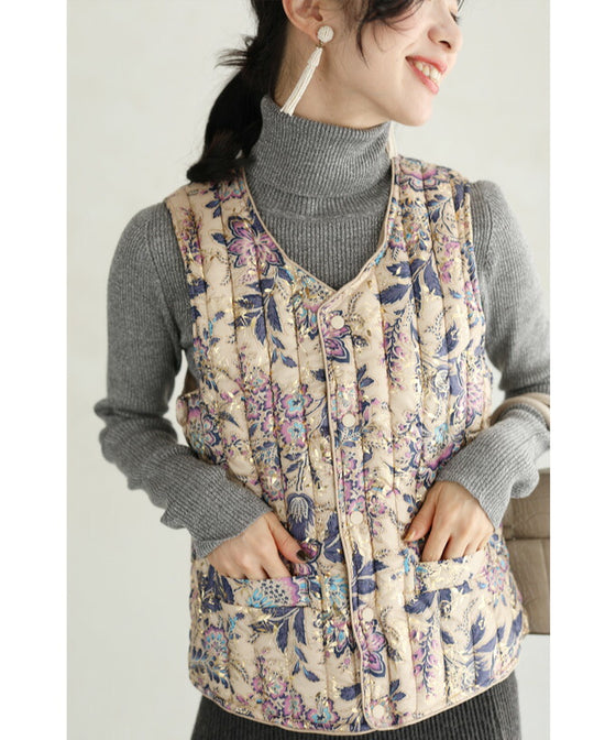 【セール商品返品交換不可】煌めく花々。中綿ベスト