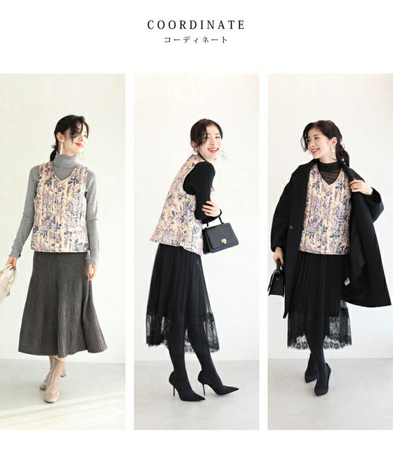 【セール商品返品交換不可】煌めく花々。中綿ベスト