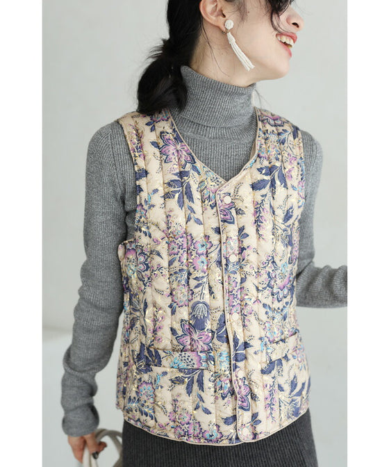 【セール商品返品交換不可】煌めく花々。中綿ベスト