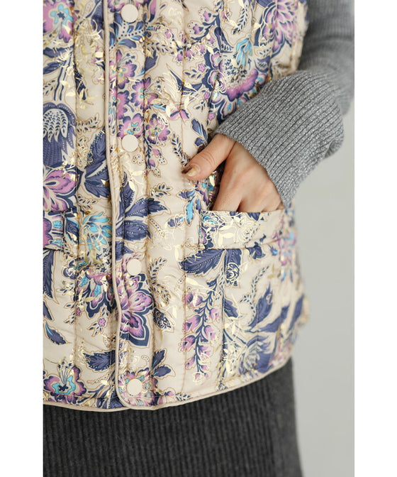 【セール商品返品交換不可】煌めく花々。中綿ベスト