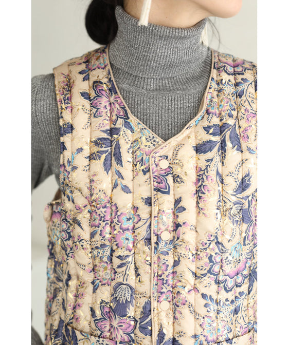 【セール商品返品交換不可】煌めく花々。中綿ベスト
