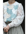 【セール商品返品交換不可】（S~M対応）美しいカットワークのアラベスクレースプルオーバートップス