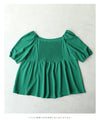 (S~4L size) Beautiful décolleté blouse for plus-sized women 