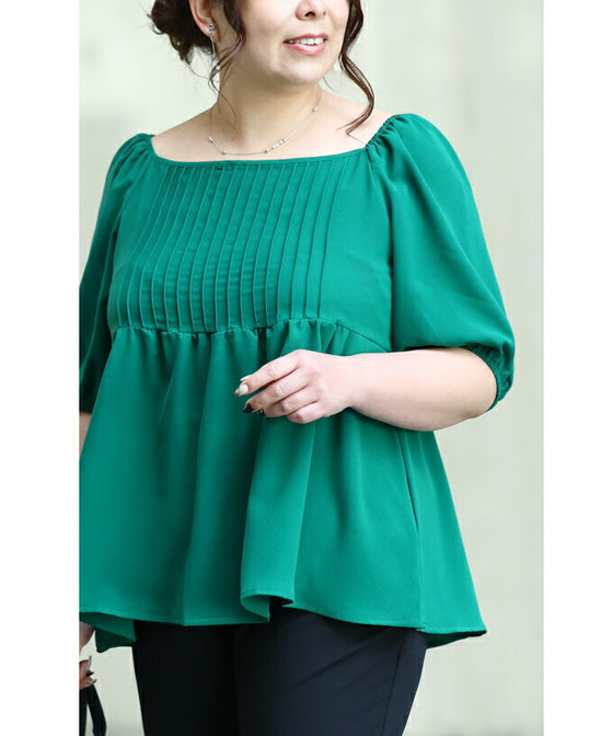 (S~4L size) Beautiful décolleté blouse for plus-sized women 