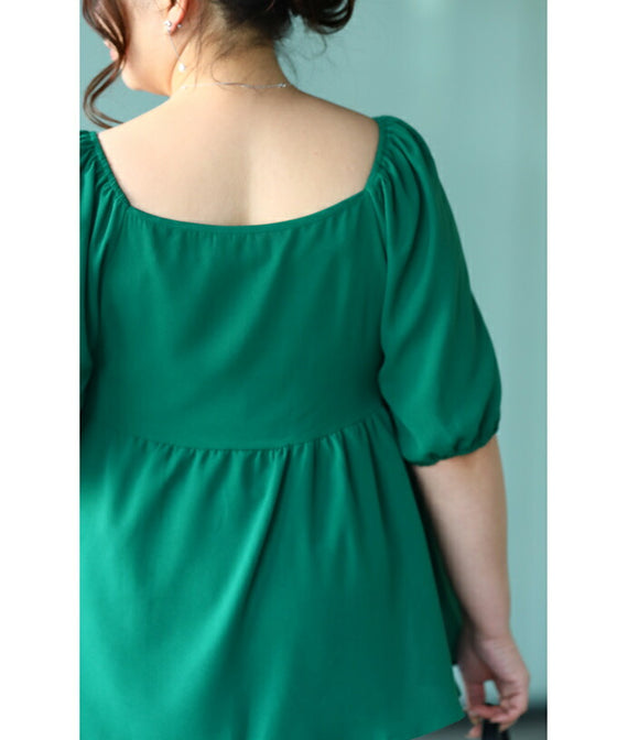 (S~4L size) Beautiful décolleté blouse for plus-sized women 