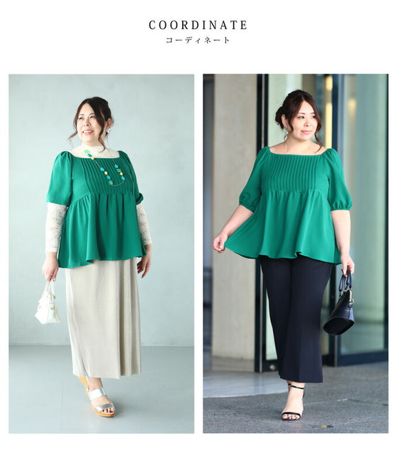 (S~4L size) Beautiful décolleté blouse for plus-sized women 