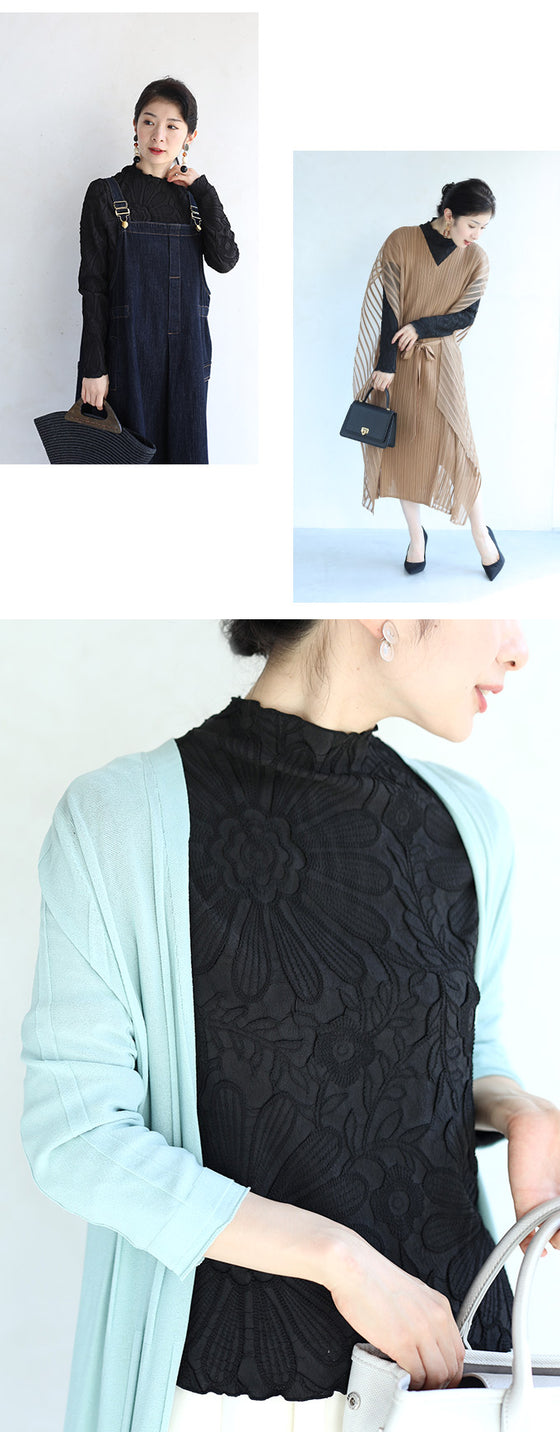 超伸縮する 彫刻花インナートップス