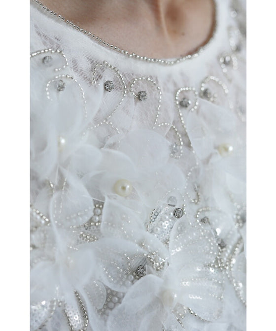 【セール商品返品交換不可】花びら浮かぶふわふわ起毛レースブラウストップス